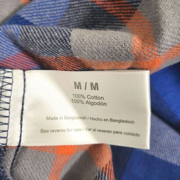 NWT Eddie Bauer Flannel Shirt Blue Orange Plaid Button Down Men's M - Picture 6 of 12